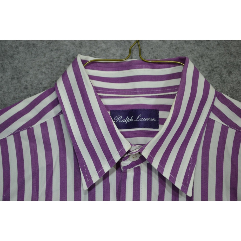 Ralph Lauren Shirt Mens M Purple Lable Stripe Long Sleeve Dress Classic Italy